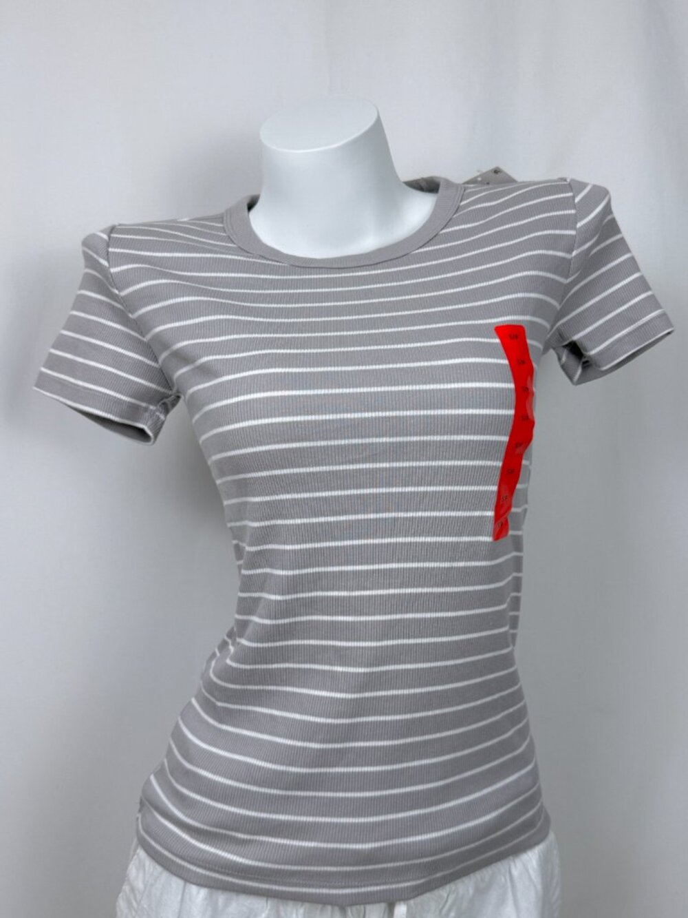 🔥4 for $20🔥 George Women Striped Ribbed T-Shirt Grey XS S M L XL XXL NWT